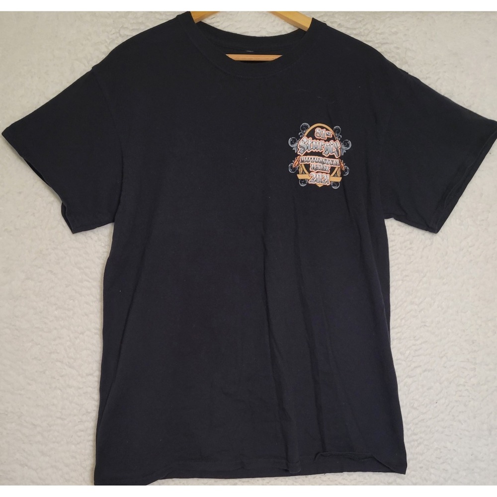 Sturgis Motorcycle Rally T-Shirt Size L/XL 2021 Black See Measurements 1699
